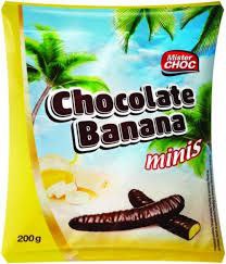 Цукерки Mister Choc Chocolate bananas банани в шоколаді 200г